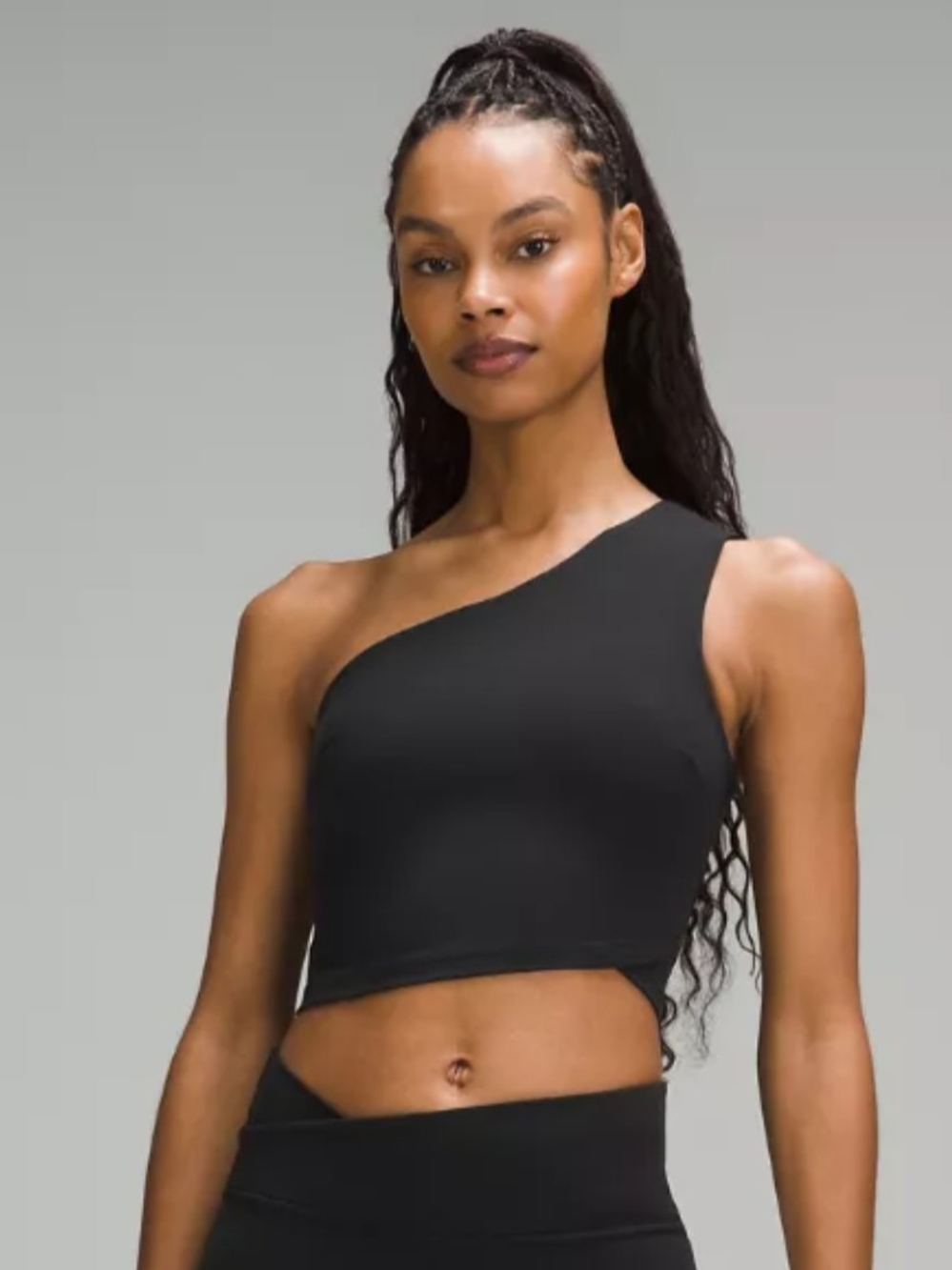 lululemon athletica Black Asymmetrical One-Shoulder Crop Top